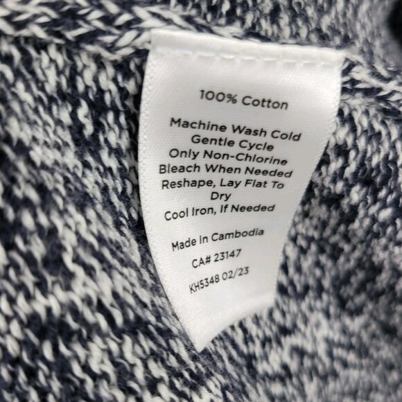 Talbots Long Cardigan Sweater Plus 2X Sweatshirt Stripe Marled Grey Pockets - Picture 6 of 6